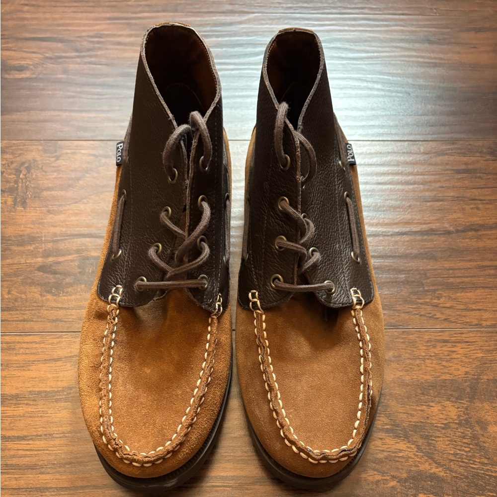 Men's Brown Leather and Suede Polo Boots